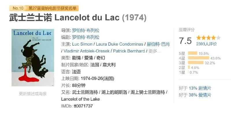 武士兰士诺LancelotduLac（1974）